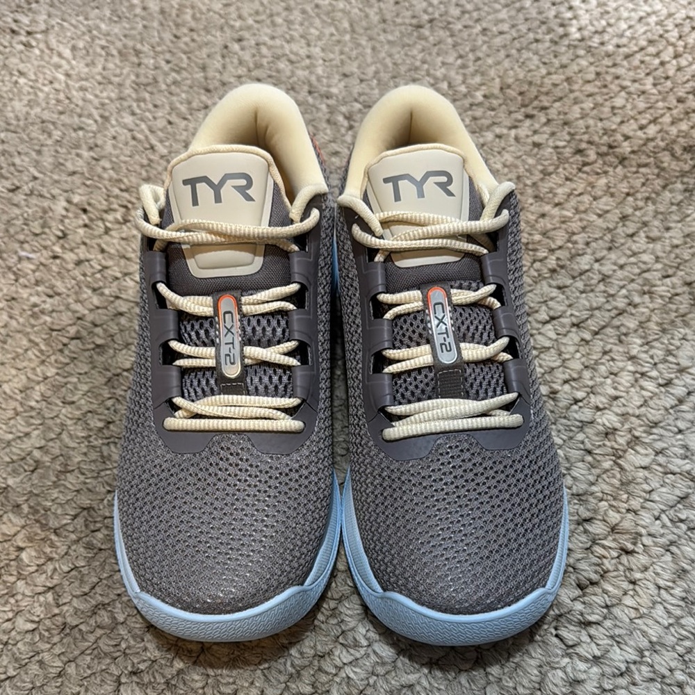 TYR Gray and Cream Athletic Shoes with Breathable Mesh